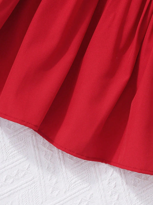 SHEIN Vestido lencero rojo para preadolescentes con diseño de lazo, silueta en línea A - Quierox - Tienda Online