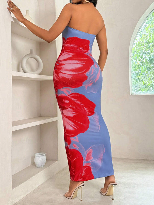 Shein Vestido maxi con estampado floral sin tirantes de moda para mujer de BamGleam - Quierox - Tienda Online