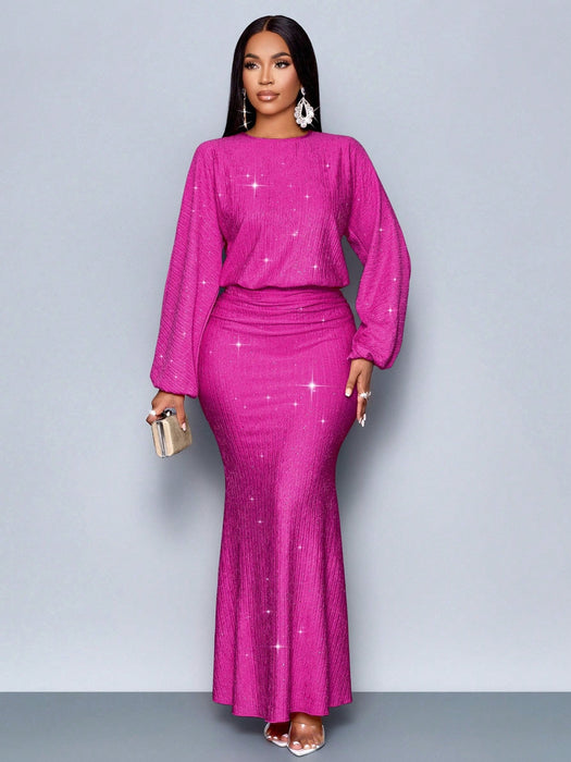 SHEIN Vestido maxi elegante con diseño de cola de sirena y ajuste ceñido para mujer - Quierox - Tienda Online