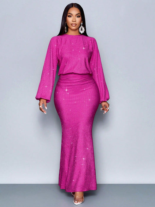 SHEIN Vestido maxi elegante con diseño de cola de sirena y ajuste ceñido para mujer - Quierox - Tienda Online