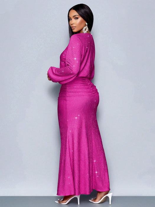 SHEIN Vestido maxi elegante con diseño de cola de sirena y ajuste ceñido para mujer - Quierox - Tienda Online