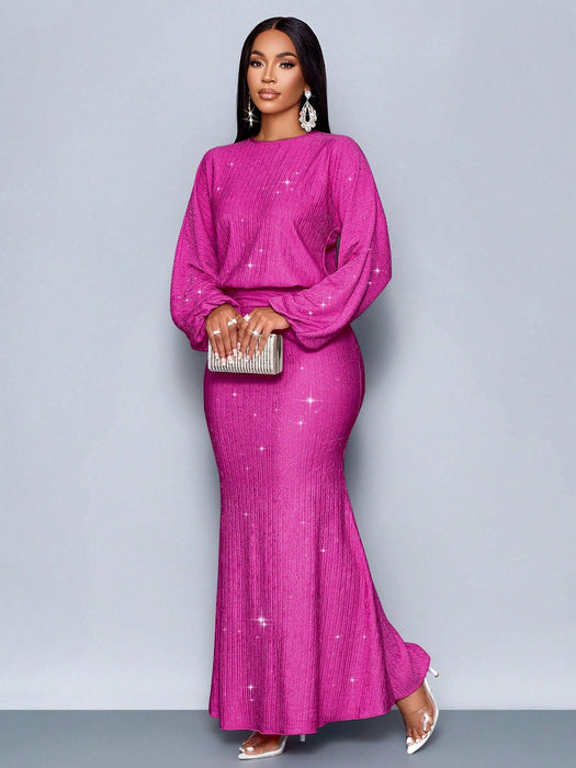 SHEIN Vestido maxi elegante con diseño de cola de sirena y ajuste ceñido para mujer - Quierox - Tienda Online