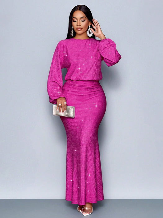 SHEIN Vestido maxi elegante con diseño de cola de sirena y ajuste ceñido para mujer - Quierox - Tienda Online