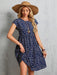 SHEIN Vestido midi azul de manga corta con estampado floral para mujer - Quierox - Tienda Online