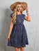 SHEIN Vestido midi azul de manga corta con estampado floral para mujer - Quierox - Tienda Online