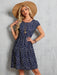 SHEIN Vestido midi azul de manga corta con estampado floral para mujer - Quierox - Tienda Online