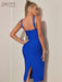 SHEIN Vestido midi sexy con tirantes finos, sin mangas, vestido de fiesta, elegante atuendo de noche de celebridad - Quierox - Tienda Online