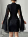 Shein Vestido mini de fiesta con cuello alto y capa brillante de Selianne para mujer, tela de otoño para mujer - Quierox - Tienda Online