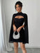 Shein Vestido mini de fiesta con cuello alto y capa brillante de Selianne para mujer, tela de otoño para mujer - Quierox - Tienda Online