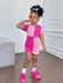 SHEIN Vestido mini rosa de manga corta con cuello redondo y ribete acanalado - Quierox - Tienda Online