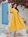 SHEIN Vestido Modelyn de jacquard con cuello cuadrado, mangas abullonadas - Quierox - Tienda Online