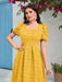 SHEIN Vestido Modelyn de jacquard con cuello cuadrado, mangas abullonadas - Quierox - Tienda Online