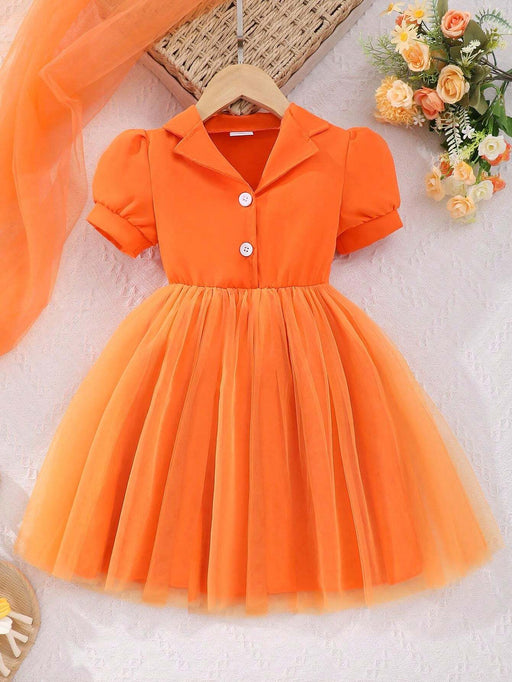 SHEIN Vestido para fiesta de princesa rosa con cuello y malla para niña, unicolor - Quierox - Tienda Online