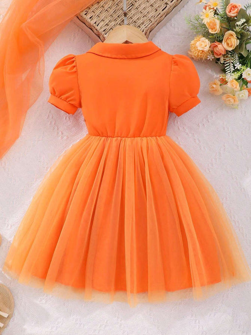SHEIN Vestido para fiesta de princesa rosa con cuello y malla para niña, unicolor - Quierox - Tienda Online