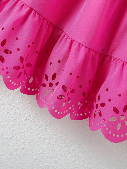 SHEIN Vestido para niña con bajo fruncido y corte láser - Quierox - Tienda Online