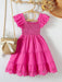 SHEIN Vestido para niña con bajo fruncido y corte láser - Quierox - Tienda Online