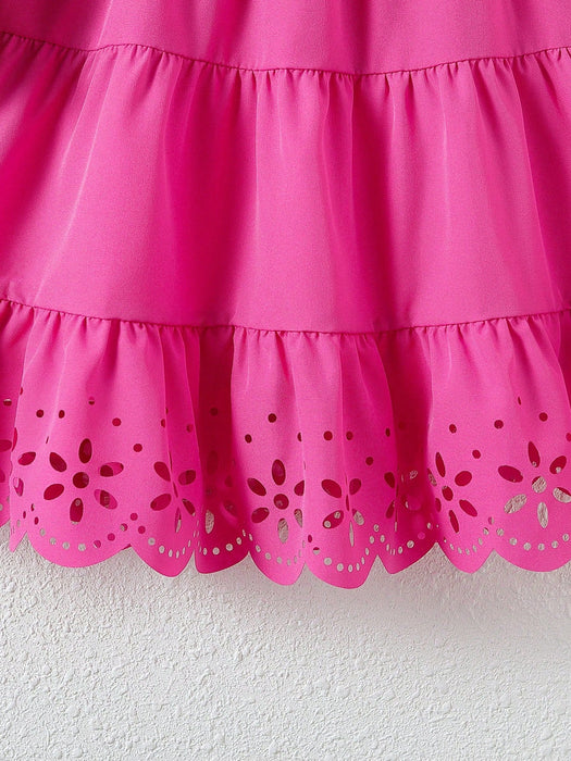SHEIN Vestido para niña con bajo fruncido y corte láser - Quierox - Tienda Online
