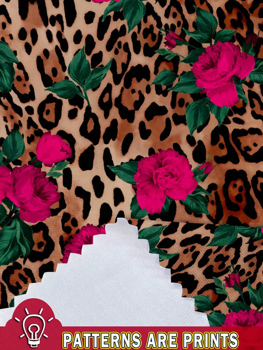 SHEIN Vestido Slaydiva elegante, minimalista, con estampado de leopardo y rosas - Quierox - Tienda Online