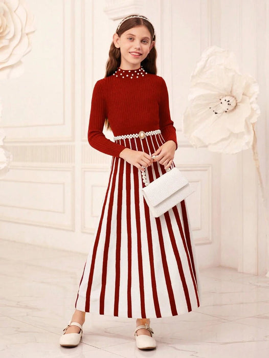 SHEIN Vestido tipo suéter de manga larga con cuello alto con