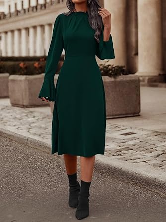 Shein Vestidos de mujer con mangas con volantes y cuello alto