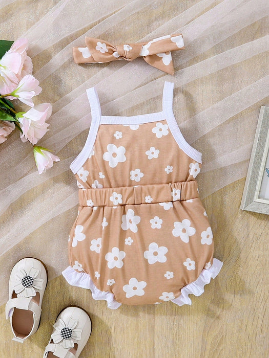 SHEIN Vintaside Kids Mono De Tirantes Con Volantes De Borde De Contraste - Quierox - Tienda Online