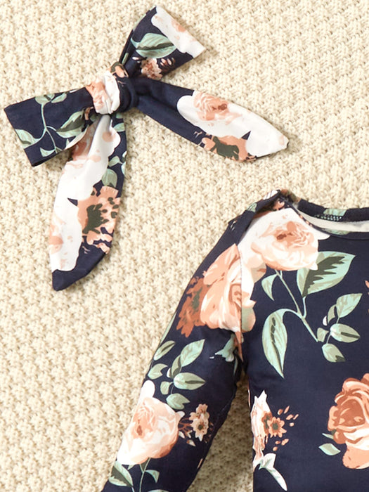 SHEIN Vintaside Kids Mono y diadema con estampado floral para bebé niña - Quierox - Tienda Online