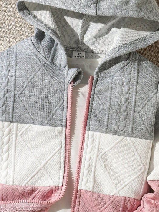 SHEIN Vintaside Kids Sudadera con cremallera y bloques de color para niña - Quierox - Tienda Online