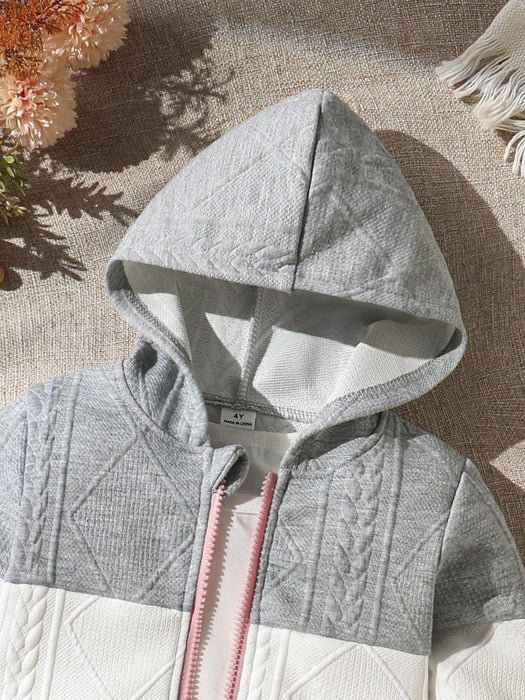 SHEIN Vintaside Kids Sudadera con cremallera y bloques de color para niña - Quierox - Tienda Online
