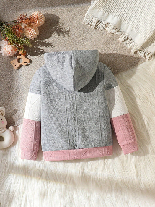 SHEIN Vintaside Kids Sudadera con cremallera y bloques de color para niña - Quierox - Tienda Online