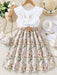 SHEIN Vintaside Kids Vestido de verano para niña con estampado floral y volantes - Quierox - Tienda Online