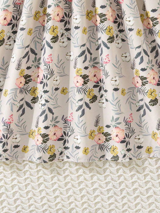 SHEIN Vintaside Kids Vestido de verano para niña con estampado floral y volantes - Quierox - Tienda Online