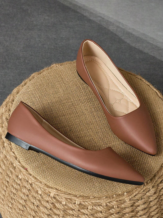 Shein WHDXY Mocasines planos de color liso con punta para mujer - Quierox - Tienda Online