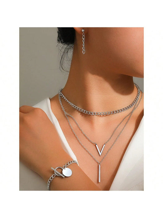 SHEIN WOiWOi Conjunto de joyas de varias piezas de acero inoxidable - Quierox - Tienda Online