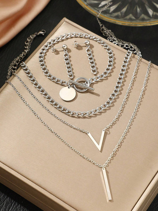 SHEIN WOiWOi Conjunto de joyas de varias piezas de acero inoxidable - Quierox - Tienda Online