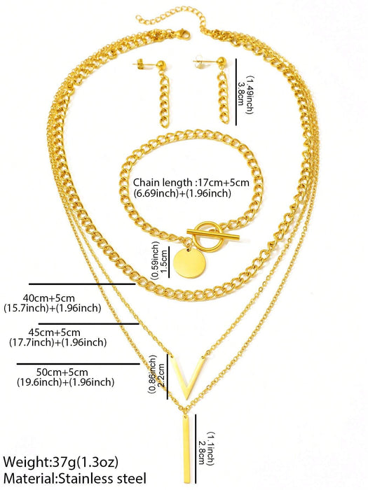 SHEIN WOiWOi Conjunto de joyas de varias piezas de acero inoxidable - Quierox - Tienda Online