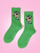 SHEIN X LAS CHICAS SUPERPODEROSAS 1 par de calcetines de mujer con estampado de ranúnculos verdes - Quierox - Tienda Online