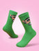 SHEIN X LAS CHICAS SUPERPODEROSAS 1 par de calcetines de mujer con estampado de ranúnculos verdes - Quierox - Tienda Online