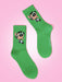 SHEIN X LAS CHICAS SUPERPODEROSAS 1 par de calcetines de mujer con estampado de ranúnculos verdes - Quierox - Tienda Online