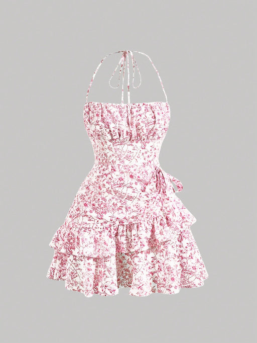SHEIN x Marika Sila SHEIN MOD Vestido de verano rosa con estampado floral - Quierox - Tienda Online
