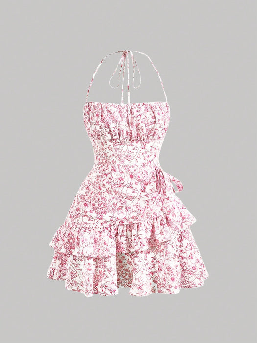SHEIN x Marika Sila SHEIN MOD Vestido de verano rosa con estampado floral - Quierox - Tienda Online