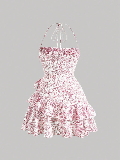 SHEIN x Marika Sila SHEIN MOD Vestido de verano rosa con estampado floral - Quierox - Tienda Online