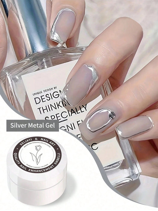Shein XEIJAYI 2 piezas de esmalte de uñas en gel metálico pintado, arte de uñas creativo, elástico, metálico - Quierox - Tienda Online