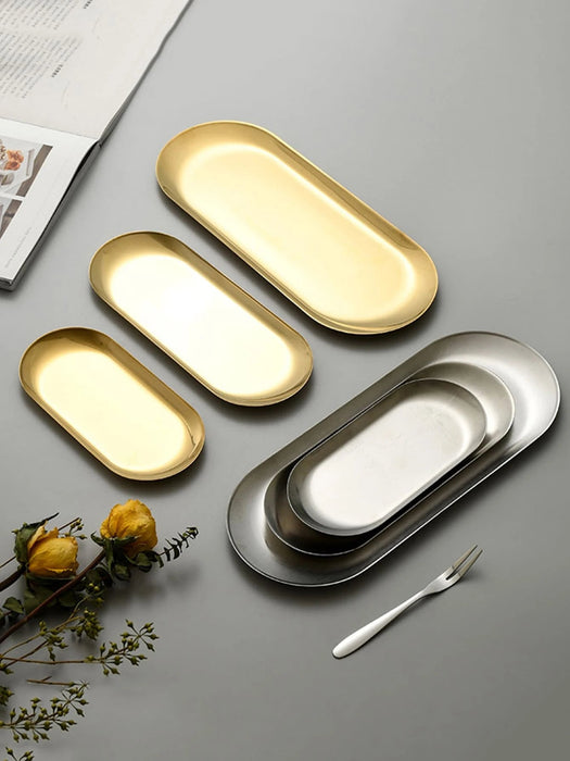 Shein XIYIJIA 1 pieza Fuente rectangular de acero inoxidable para salsa de sushi o postres - Quierox - Tienda Online