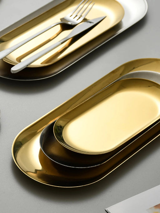 Shein XIYIJIA 1 pieza Fuente rectangular de acero inoxidable para salsa de sushi o postres - Quierox - Tienda Online