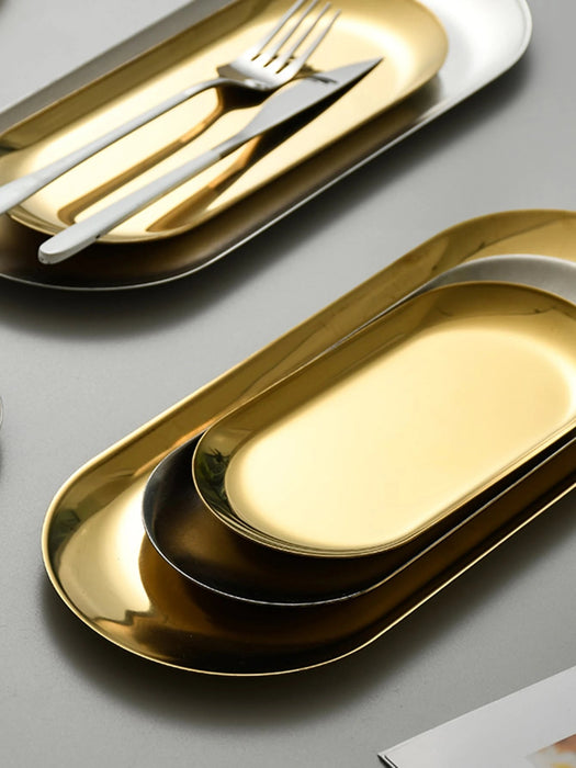 Shein XIYIJIA 1 pieza Fuente rectangular de acero inoxidable para salsa de sushi o postres - Quierox - Tienda Online