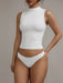 SHEIN XLLAIS Camiseta informal de cuello redondo, sin mangas, color blanco liso, doble capa - Quierox - Tienda Online