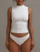 SHEIN XLLAIS Camiseta informal de cuello redondo, sin mangas, color blanco liso, doble capa - Quierox - Tienda Online