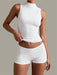 SHEIN XLLAIS Camiseta informal de cuello redondo, sin mangas, color blanco liso, doble capa - Quierox - Tienda Online