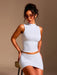 SHEIN XLLAIS Camiseta informal de cuello redondo, sin mangas, color blanco liso, doble capa - Quierox - Tienda Online