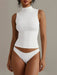 SHEIN XLLAIS Camiseta informal de cuello redondo, sin mangas, color blanco liso, doble capa - Quierox - Tienda Online